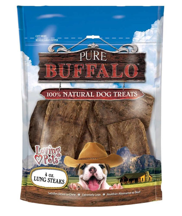 Loving Pets Pure Buffalo Lung Steaks Dog Treat 4oz