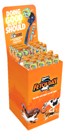 Chuckit! National Fetch Day Eco Dog Toy Dump Bin Display 60pc