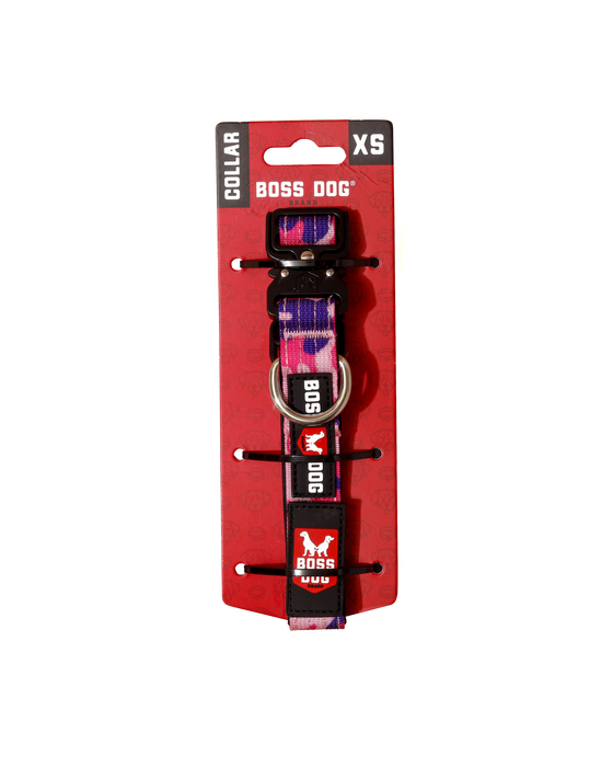 Boss Dog Tactical Adjustable Dog Collar Pink Camo XS 11-14in