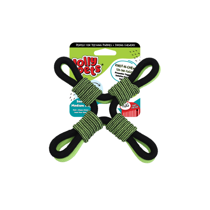 Jolly Pet Knot-N-Chew Tik-Tak-Tugzz Dog Toy X SM/MD