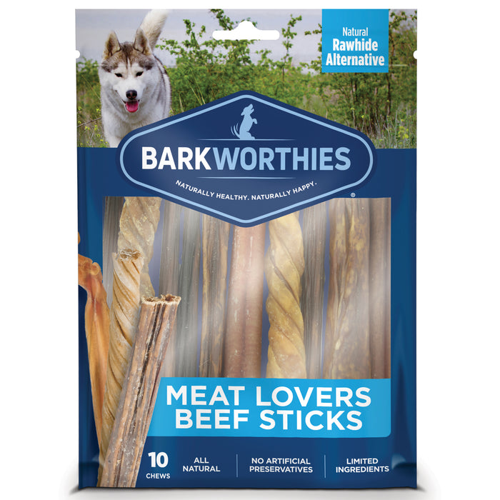 Barkworthies Meat Lovers Beef Sticks Dog Treat 10ct - Image 2