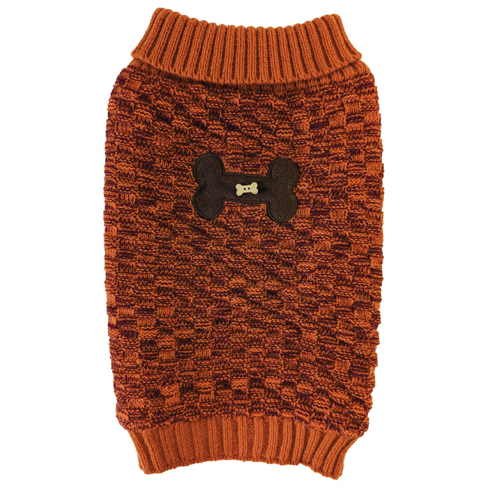Fashion Pet Bone Accent Sweater Orange XS