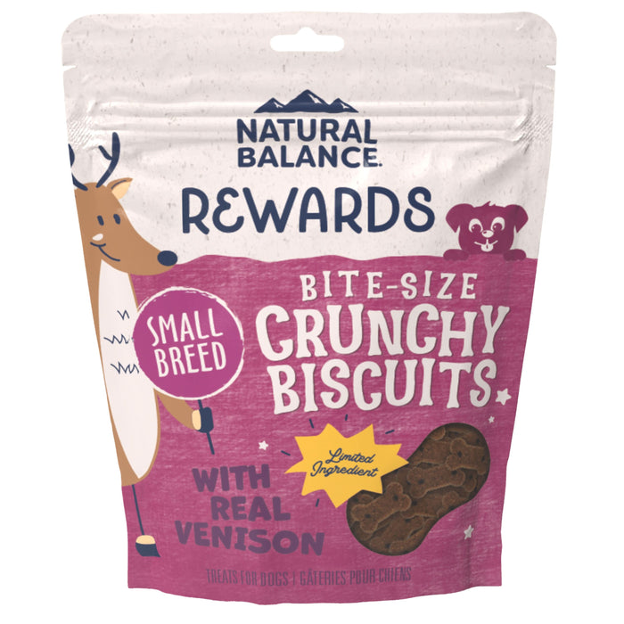 Natural Balance Pet Foods Rewards Bite-Size Crunchy Biscuits Small Breed Dog Treats Venison 8oz