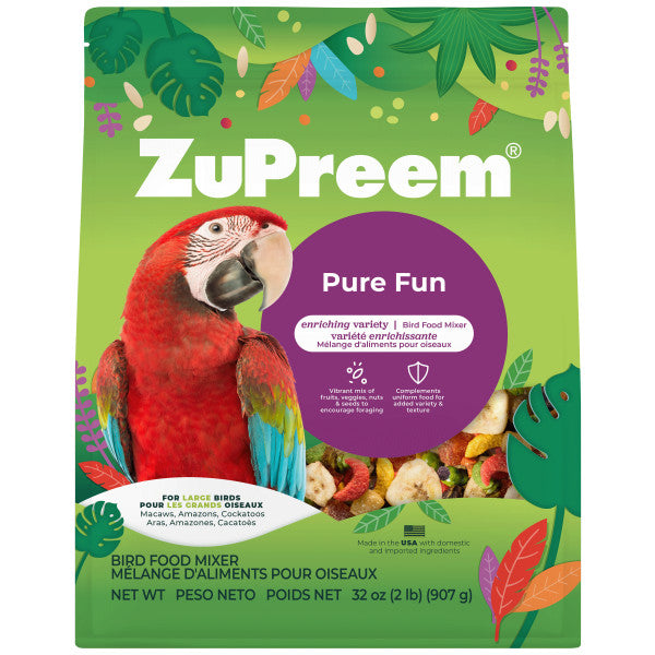 ZuPreem Pure Fun Bird Food for Large Birds - Macaws, Amazons, Cockatoos 2lb
