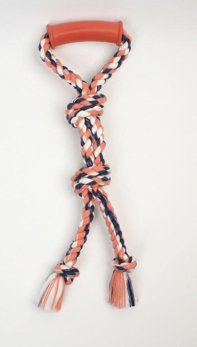 Mammoth Pet Products Color Twin Tug Toy with Rubber Handle Multi-Color 26in LG