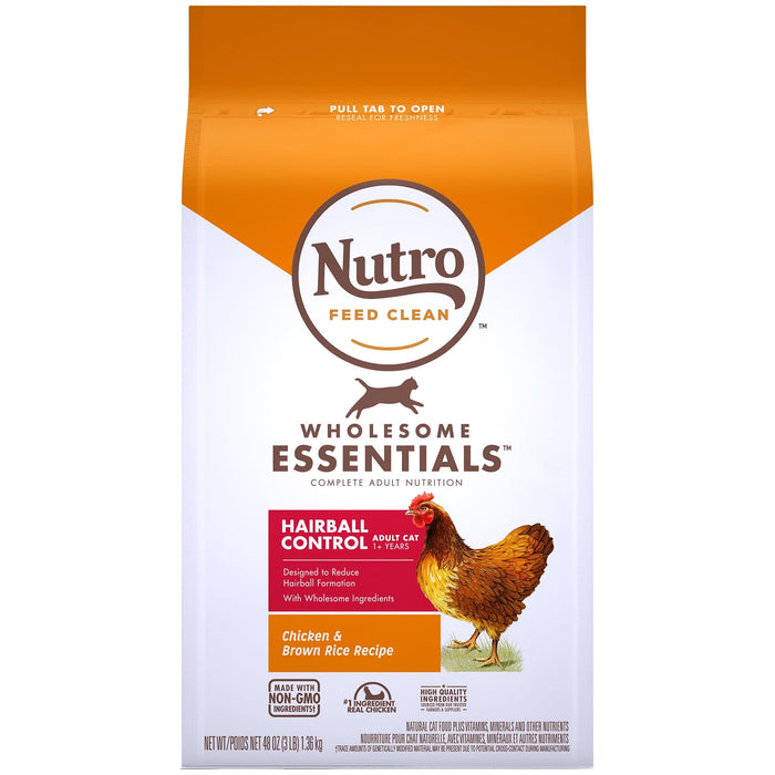 Nutro Products Wholesome Essentials Hairball Control Adult Dry Cat Food Chicken & Brown Rice 3lb