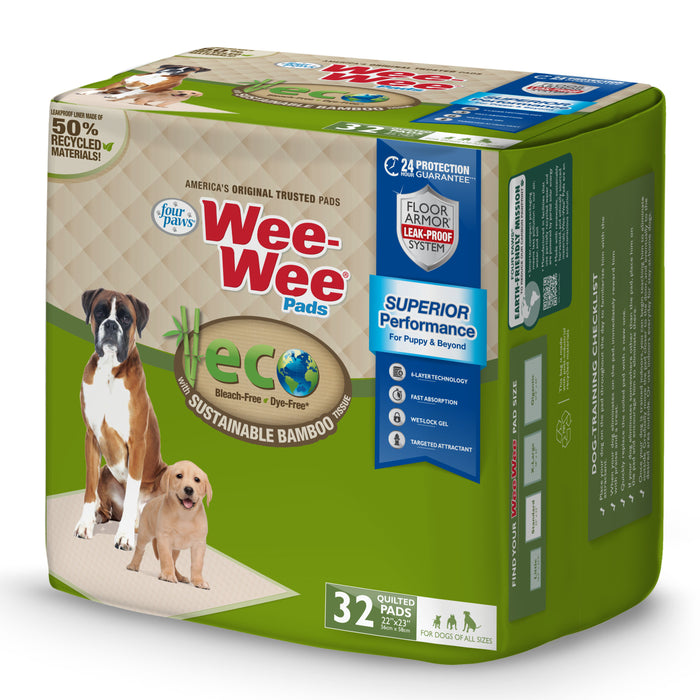 Four Paws Wee-Wee Superior Performance Eco Bamboo Dog Pee Pads 22" x 23" (32 Count)
