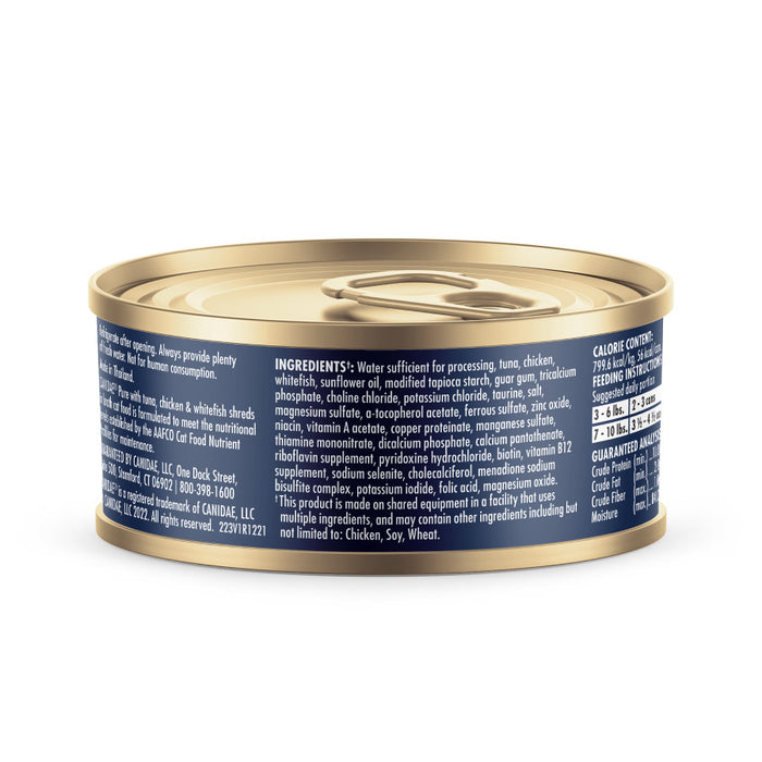 CANIDAE PURE Goodness Canned Cat Food Tuna, Chicken & Whitefish in Broth 2.46oz| 24 Pk