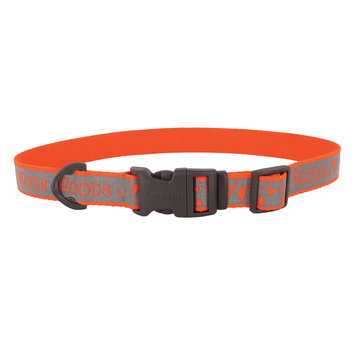 Coastal Water & Woods® Adjustable Reflective Dog Collar Water & Woods Orange 18-26in