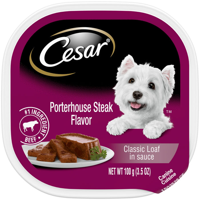 Cesar Classic Loaf in Sauce Adult Wet Dog Food Porterhouse Steak 3.5oz 24pk
