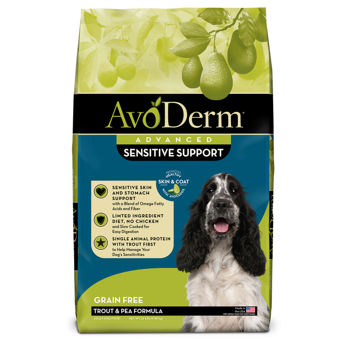 AvoDerm Natural Advanced Sensitive Support Trout & Pea Formula Dry Dog Food 22 lb