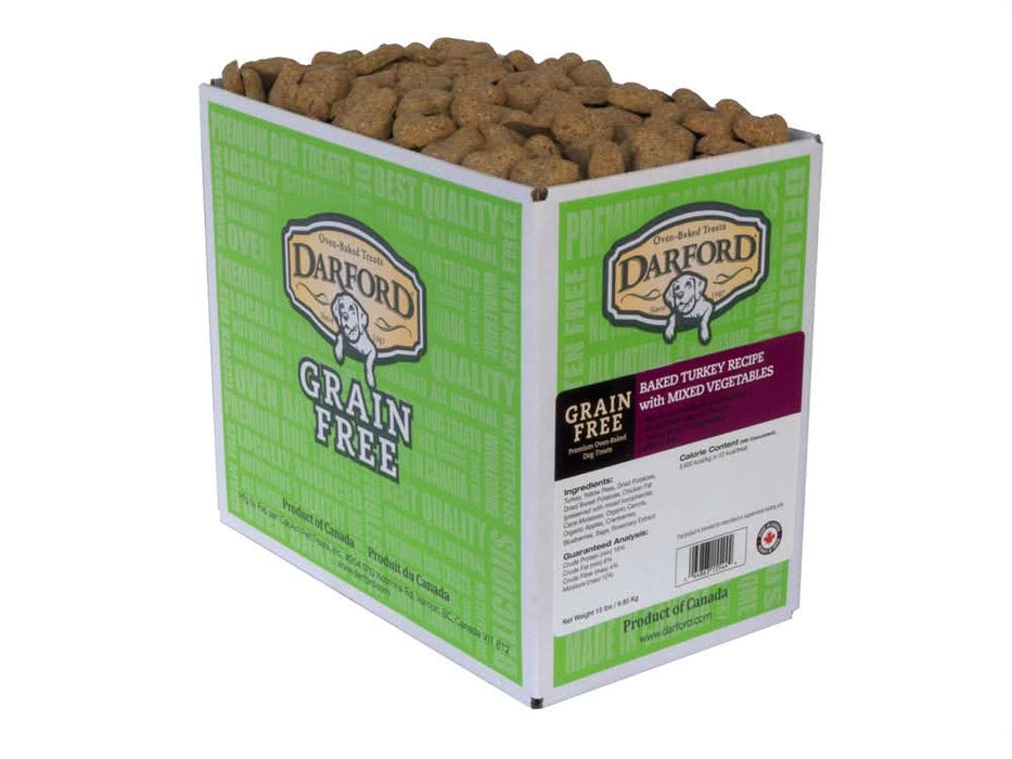 Darford Oven Baked Grain Free Dog Treats Regular Turkey w/Mixed Veggies 15 lb