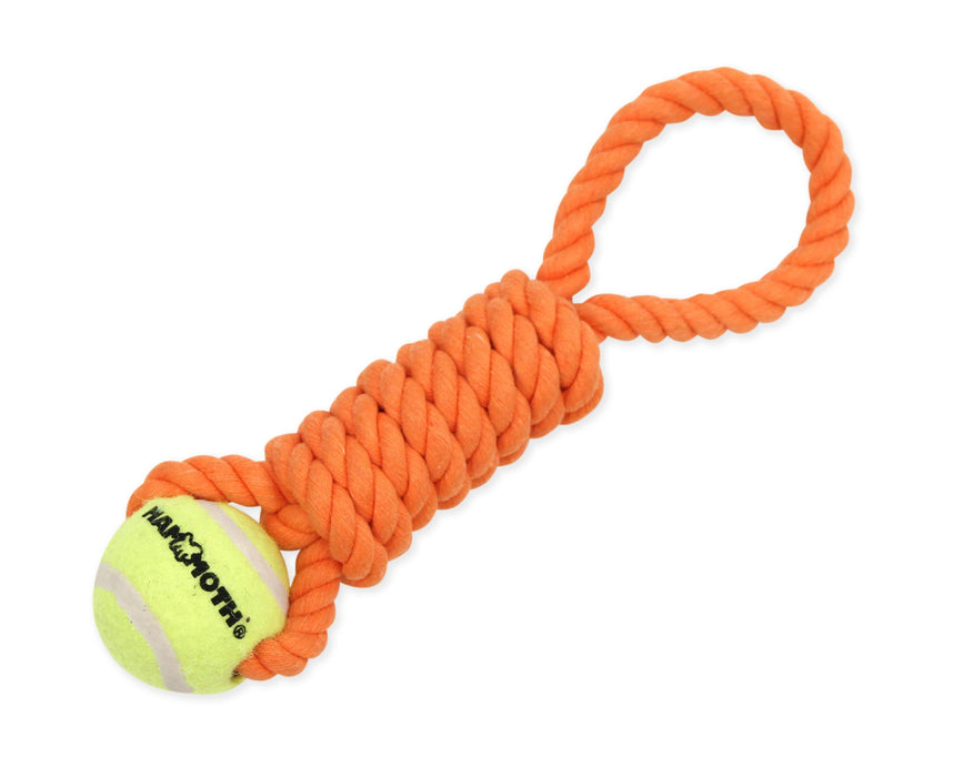 Mammoth Pet Products Twister Pull Tug w/Ball Dog Toy Orange SM 10in