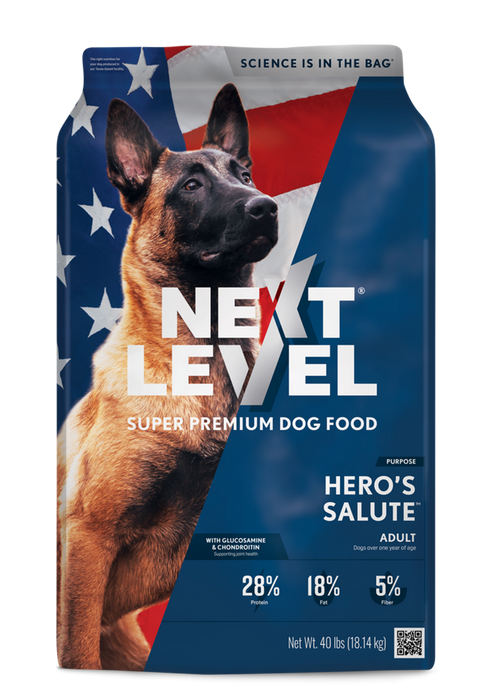 Next Level Hero's Salute Dry Dog Food 40lbs