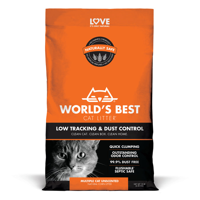 World's Best Cat Litter Low Tracking/Dust Control Multiple Cat Unscented Cat Litter 15lb