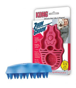 KONG Zoomgroom Rubber Dog Brush Raspberry LG - Image 2