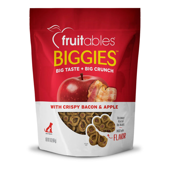 Fruitables Biggies Dog Treats Crispy Bacon & Apple 16oz