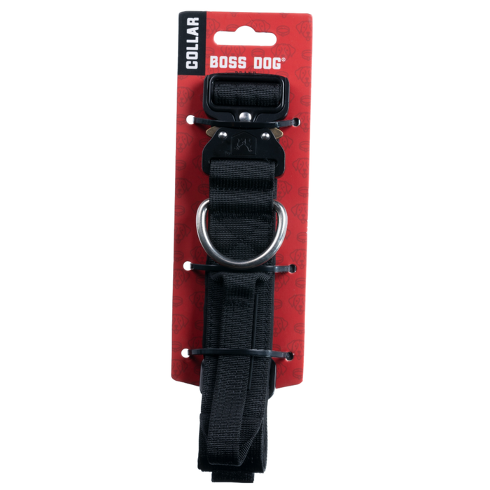 Boss Dog Tactical Adjustable Dog Collar Black MD 15-18in