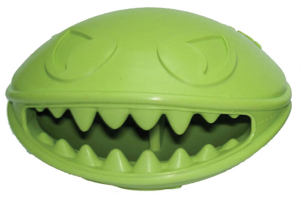 Jolly Pet Monster Mouth Treat Dispensing Dog Toy Green LG 4in