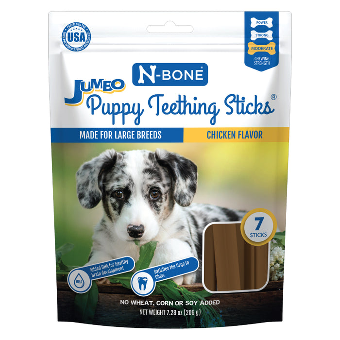 N-Bone Jumbo Teething Sticks for Large Breed Puppies Chicken 7.28 oz|7 pk