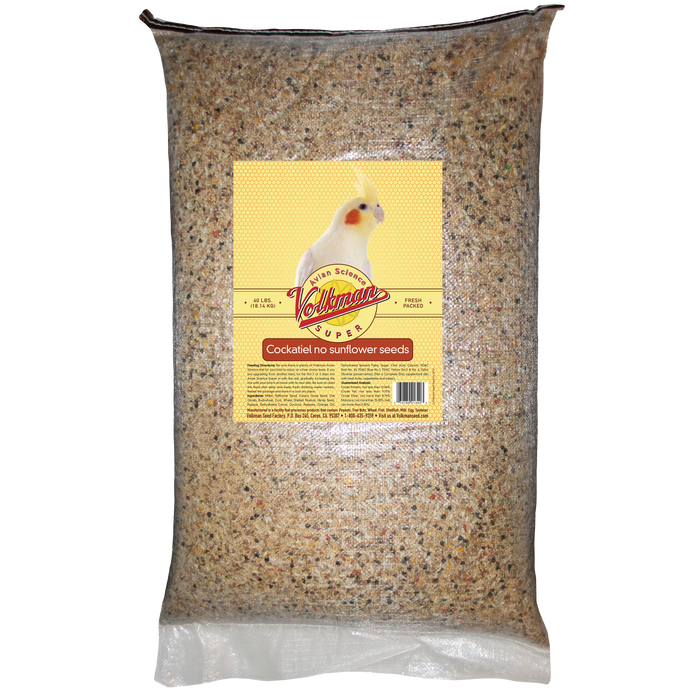 Volkman Seed Company Avian Science Super Cockatiel Bird Treat without Sunflower Seed 40 lb