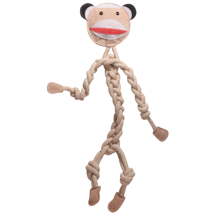 HuggleHoundsStuey Sock Monkey Natural Rope Knottie® Dog Toy, Large (9mm Rope Diameter)