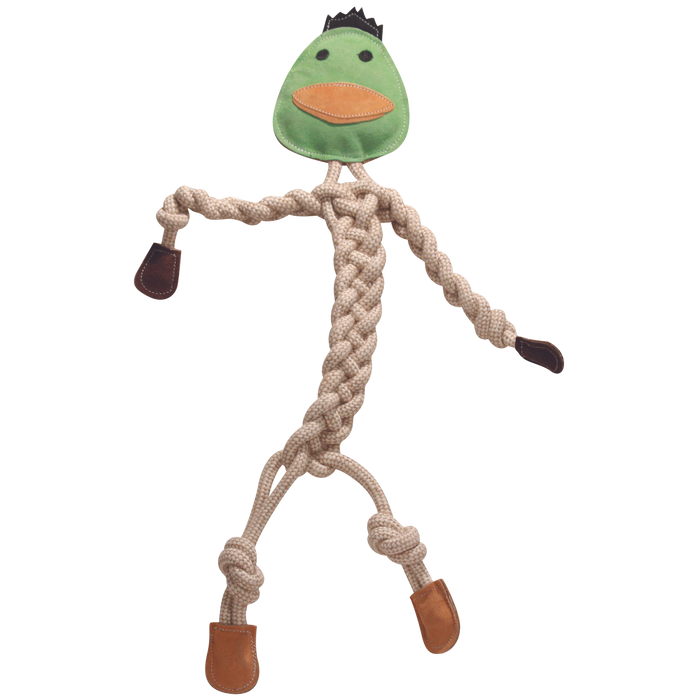 HuggleHounds Dilly Duck Natural Rope Knottie® Dog Toy, Large (9mm Diameter)