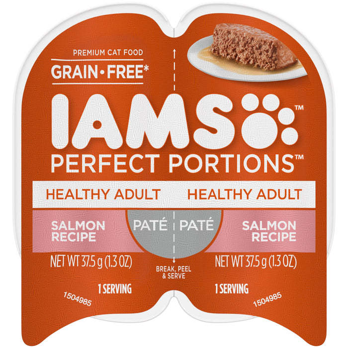 IAMS Perfect Portions Grain Free Healthy Paté Adult Wet Cat Food Salmon 2.6oz 24pk