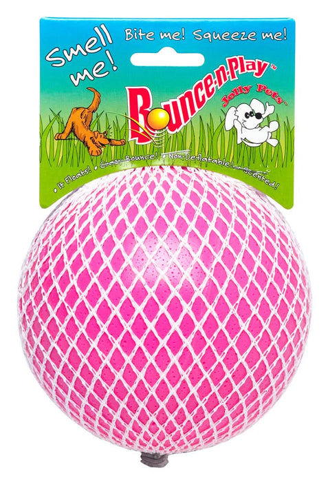 Jolly Pet Bounce-n-Play Ball Scented Dog Toy Bubblegum 4.5in SM