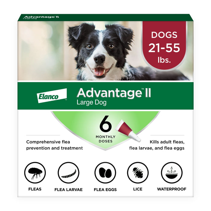 Elanco Advantage II Topical Flea Treatment & Prevention for Dogs 6-Month Supply LG Dogs (21-55lbs) - Image 2