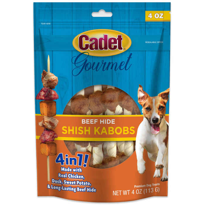 Cadet Gourmet Beef Hide Shish Kabob Dog Treats 4 Ounce (Pack of 1)