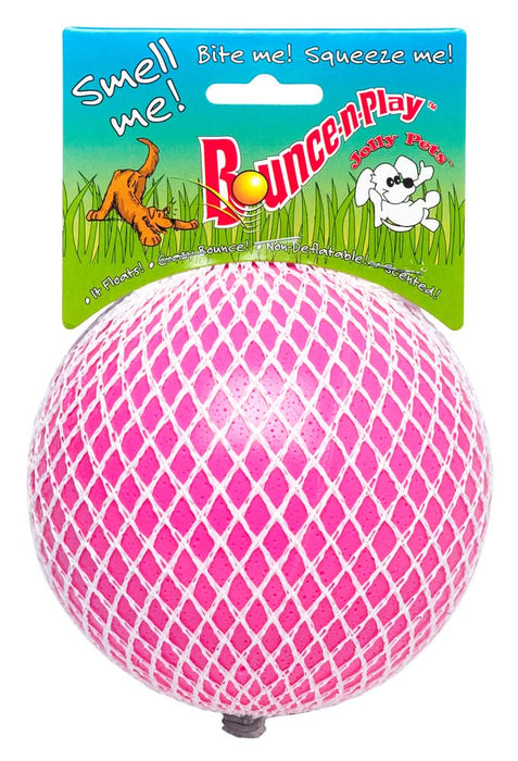 Jolly Pet Bounce-n-Play Ball Scented Dog Toy Bubblegum 6in MD