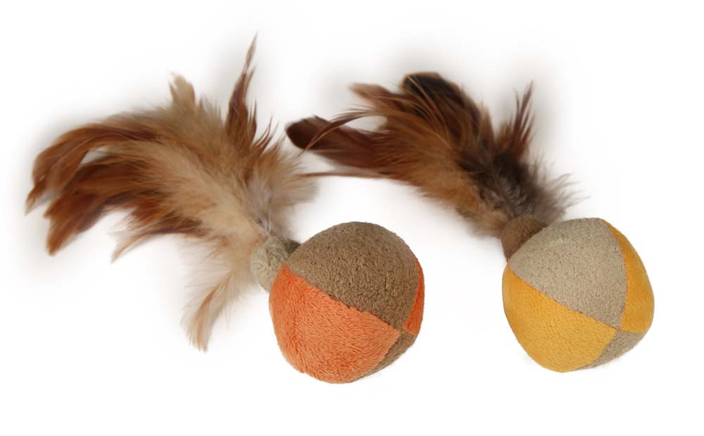 SmartyKat Flutterballs Feathery Ball Cat Toy Multi-Color 2 Pack