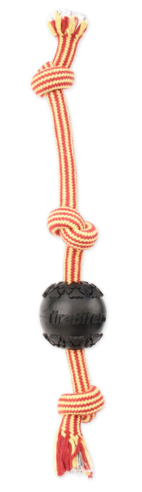 Mammoth Pet Products TireBiter Ball w/Rope Dog Toy 3-Knot MD 3in