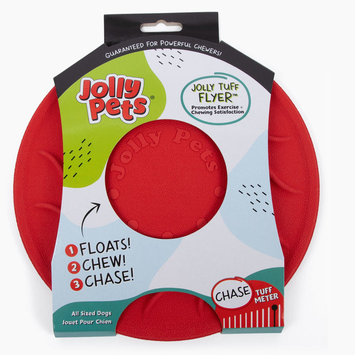 Jolly Pet Tuff Flyer Dog Toy Red 8.5in