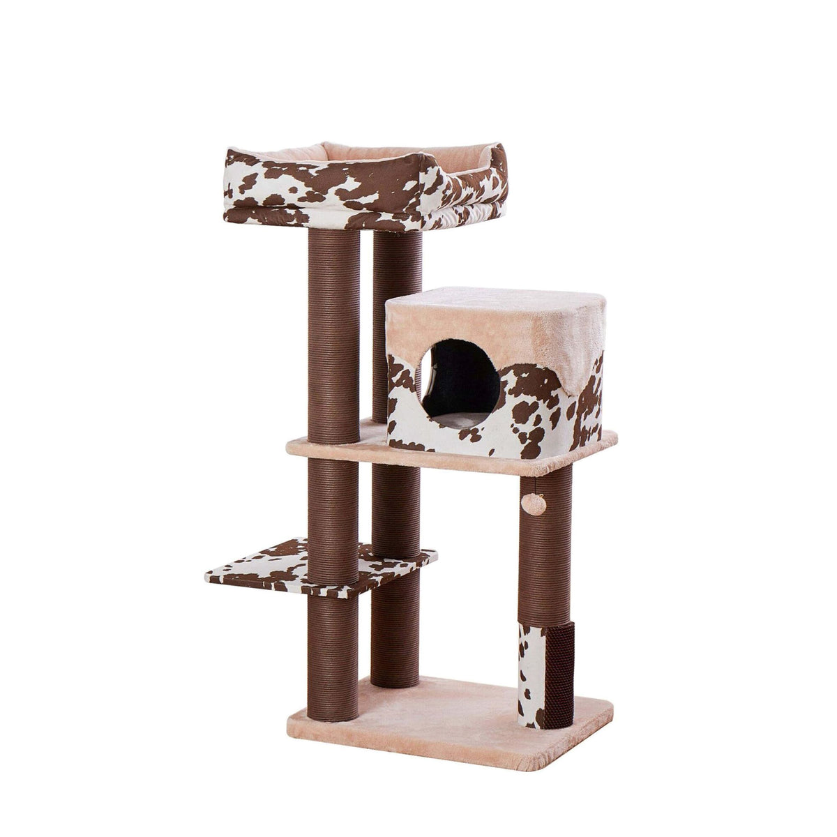 PetPals Cowboy Cat Tree Brown Cow Print 50in XL — AnimalWiz.com