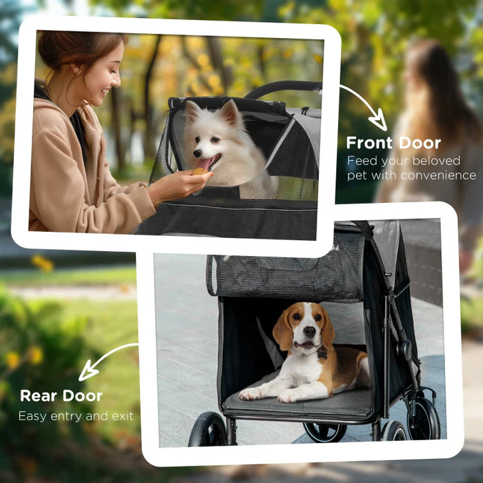 Furr Baby Gifts One-Click Foldable Stroller for Large Medium Small Dogs, Pet, Cats with Storage