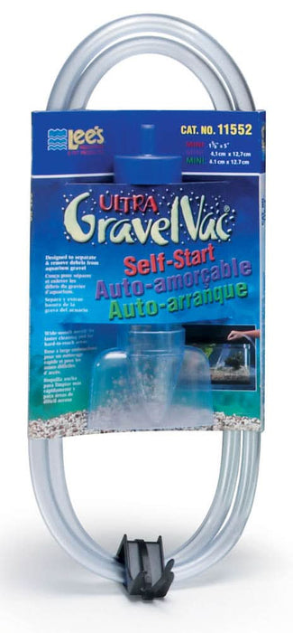 Lee's Aquarium & Pet Products Ultra GravelVac Self-Start Gravel Vacuum Cleaner with Nozzle & Clip 1 5/8in X 5in Mini