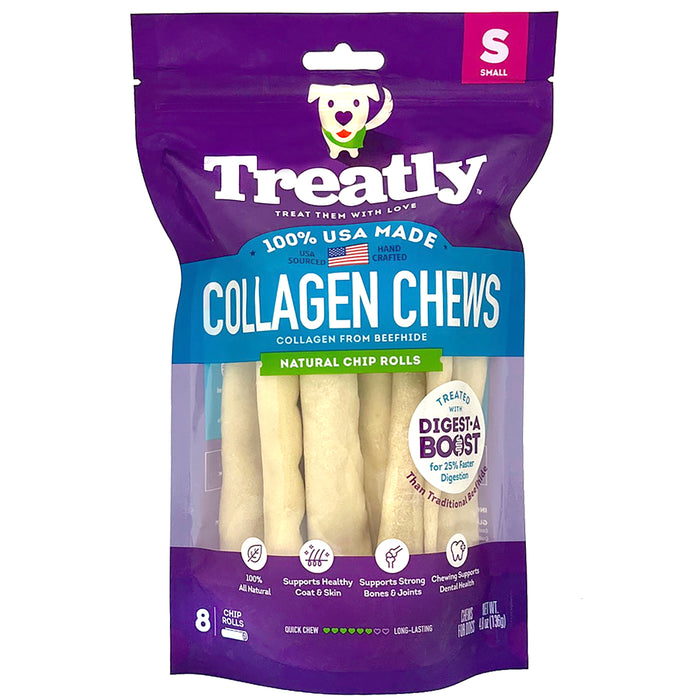 Treatly Collagen Chew Rolls Dog Treats Natural SM 8pk
