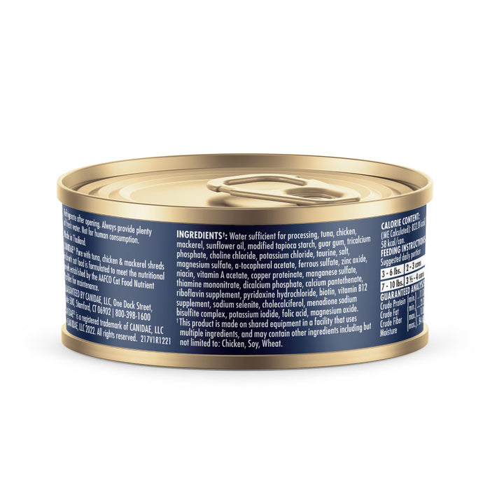 CANIDAE PURE Goodness Canned Cat Food Tuna, Chicken & Mackerel in Broth 2.46oz| 24 Pk