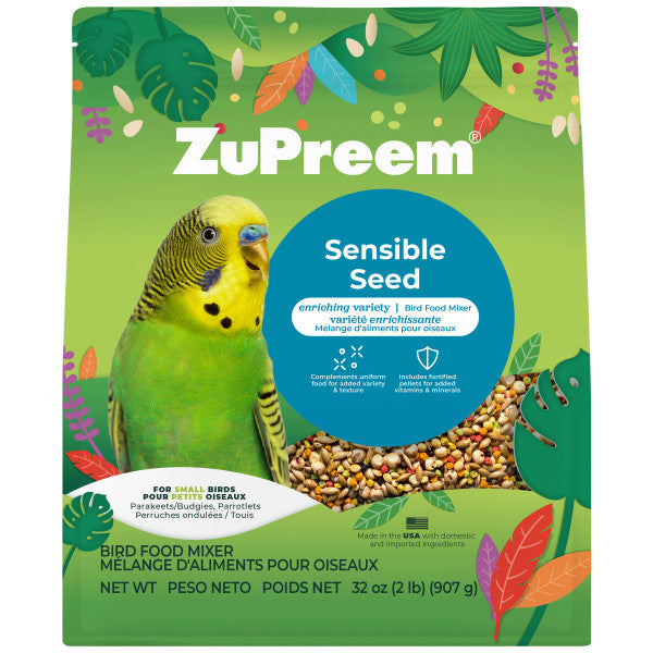 ZuPreem Sensible Seed Bird Food for Small Birds - Parakeets, Parrotlets, Canaries, Finches 2lb