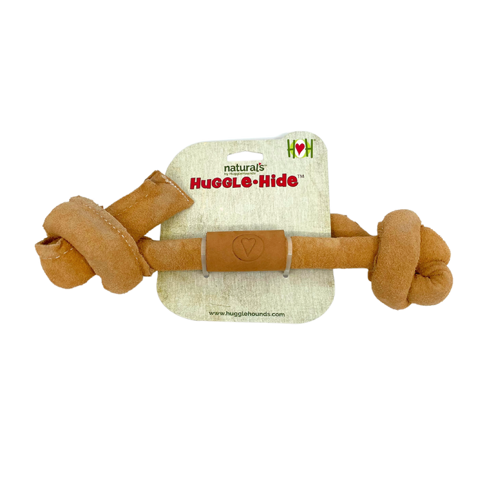 HuggleHounds Huggle-Hide® Natural Leather Bone Dog Toy, 3 Pack