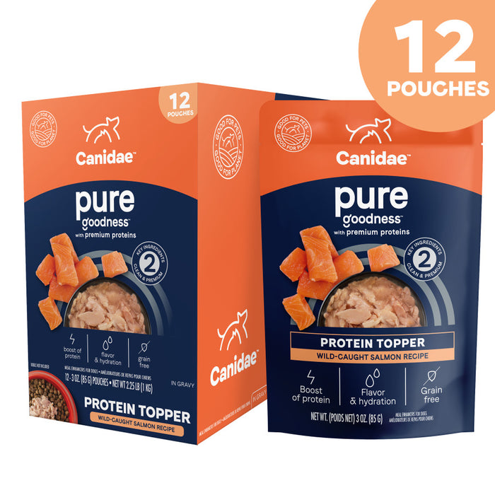 CANIDAE PURE Goodness Protein Topper for Dogs Wild-Caught Salmon in Gravy 3oz (Pack of 12)