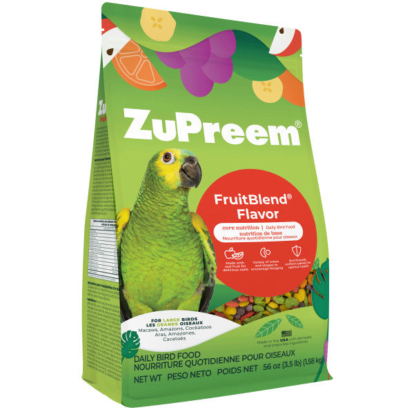 ZuPreem FruitBlend Bird Food Large Birds for Macaws, Amazons, Cockatoos 3.5lb