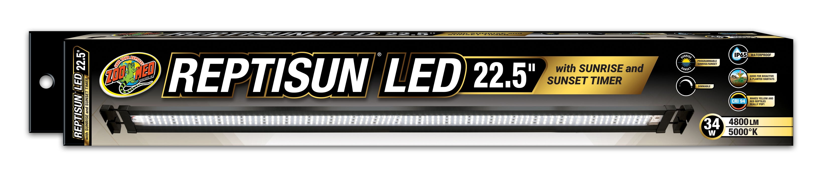 Zoo Med Reptisun LED w/Sunrise & Sunset Timer Terrarium Hood 22.5in 34w