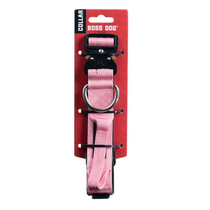 Boss Dog Tactical Adjustable Dog Collar Pink MD 15-18in