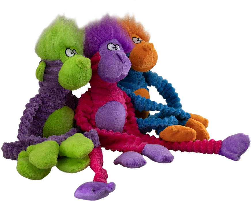 Petsport USA Tuff Squeaks Plush Dog Toy Jungle Monkey Assorted