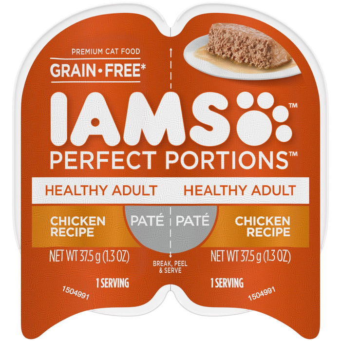 IAMS Perfect Portions Grain Free Healthy Paté Adult Wet Cat Food Chicken 2.6oz 24pk