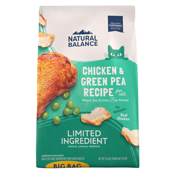 Natural Balance Pet Foods Limited Ingredient Grain Free Dry Cat Food Green Pea & Chicken 15lb
