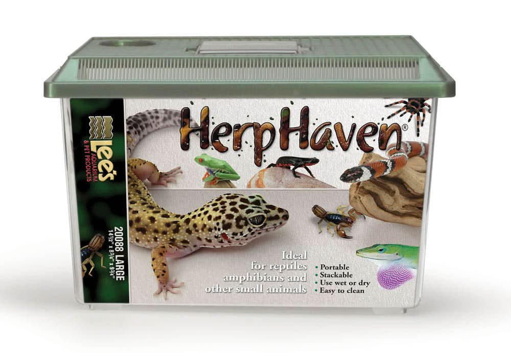 Lee's Aquarium & Pet Products HerpHaven Carrier for Reptiles & Amphibians Black 14.5in X 9.75in LG